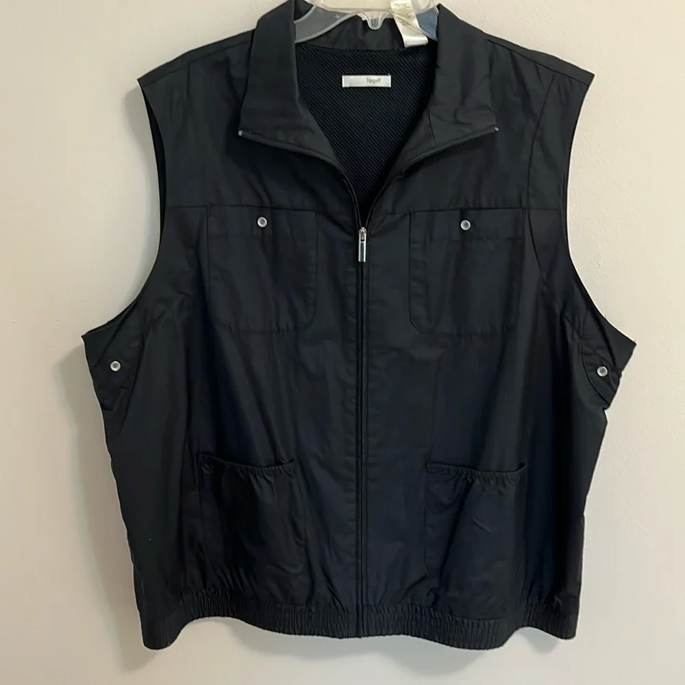 LizGolf utility jacket windbreaker vest plus size 2X black lightweight pockets